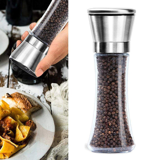 Hand Paper Grinder (Plastic) – Easy & Efficient! Yugefom Salt and Pepper Grinder Tall Size - Black, Manual, Glass Material - Adjustable Coarseness - Fits in Home,Kitchen,Barbecue