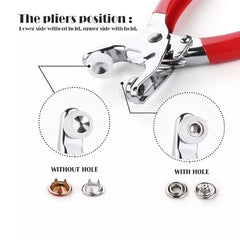 Grommet Eyelet Pliers Kit, Metal Eyelets with Washers in Gold/Silver, Portable Eyelet Grommet Hand Press 1/4 Inch 6mm Grommet Tool Kit for Leather/Belt/Shoes/Cloths