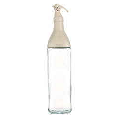 Yugefom Oil and Vinegar Dispenser, Modern Olive Oil Dispenser, Wide Opening for Easy Refill and Cleaning, Clear Glass Oil Bottle, Pouring Spouts, (SHAPE 1, GREY)