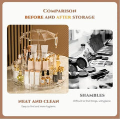 Umbrella Shaped Dust-proof Cover Transparent Rotating Cosmetic Storage