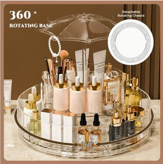 Umbrella Shaped Dust-proof Cover Transparent Rotating Cosmetic Storage