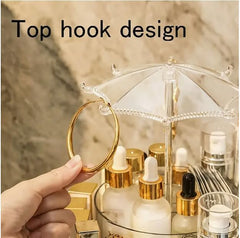 Umbrella Shaped Dust-proof Cover Transparent Rotating Cosmetic Storage