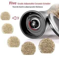 Hand Paper Grinder (Plastic) – Easy & Efficient! Yugefom Salt and Pepper Grinder Tall Size - Black, Manual, Glass Material - Adjustable Coarseness - Fits in Home,Kitchen,Barbecue