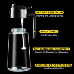 Oil Sprayer | 2-in-1 Olive Oil Dispenser & Sprayer | Dual-Use Oil Vinegar Bottle | Kitchen Oil Pot | Glass Oil Sprayer Bottle | Cooking Oil Spray Dispenser
