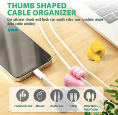 Self-Adhesive Silicone Thumb Wall Hooks for Hanging - Multi-Function Cable Clips, Key & Wire Organizers, No Punching Needed, Multi-Color Holder for Home, Office, Bedroom & Car
