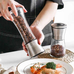 Hand Paper Grinder (Plastic) – Easy & Efficient! Yugefom Salt and Pepper Grinder Tall Size - Black, Manual, Glass Material - Adjustable Coarseness - Fits in Home,Kitchen,Barbecue