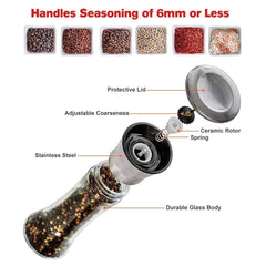 Hand Paper Grinder (Plastic) – Easy & Efficient! Yugefom Salt and Pepper Grinder Tall Size - Black, Manual, Glass Material - Adjustable Coarseness - Fits in Home,Kitchen,Barbecue