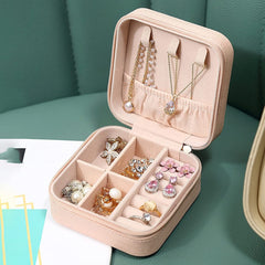jewellery Organiser PU Leather Zipper Portable Storage Box