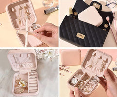 jewellery Organiser PU Leather Zipper Portable Storage Box