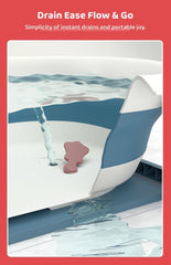 StarAndDaisy Bath Tub for Baby 0-3 Years/Foldable Bathtub for Kids with Space Saving, Newborn Baby Folding Bathing Tub Girls & Boys with Soap Tray, Easy to Store (BT-Blue)