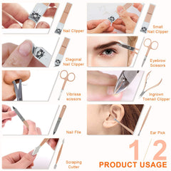18-in-1 Multi-Tool Set | Rose Gold Tool Kit | Stainless Steel Tool Set | Compact Repair Tool Kit