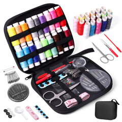 Sewing Kit with Case Portable Sewing Supplies for Home Traveler, Adults, Beginner, Emergency, Kids Contains Thread, Scissors, Needles, Measure, Black