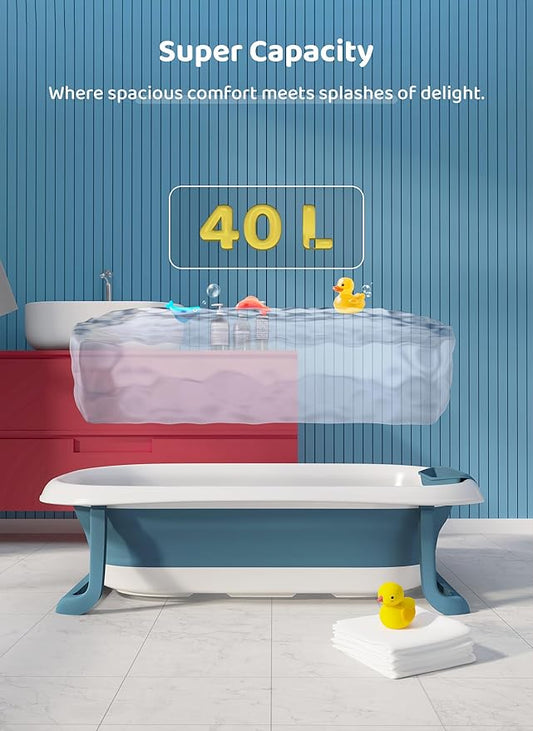 StarAndDaisy Bath Tub for Baby 0-3 Years/Foldable Bathtub for Kids with Space Saving, Newborn Baby Folding Bathing Tub Girls & Boys with Soap Tray, Easy to Store (BT-Blue)
