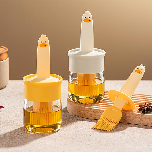 Oil Dispenser | Silicone Brush Oil Bottle | High-Temperature Resistant Oil Dispenser | Glass Oil Bottle | BBQ Oil Brush Bottle | Cooking Oil Dispenser