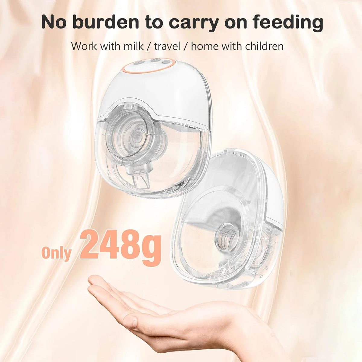 Electric Breast Pump Round Feeding Mothers, 4 Modes & 12 Levels, Automatic & Digital Screen, Rechargeable 1200 mAh battery, 210 ML Milk cup, Compact Portable & Skin friendly BPA Free