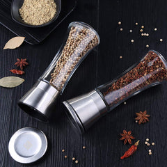 Hand Paper Grinder (Plastic) – Easy & Efficient! Yugefom Salt and Pepper Grinder Tall Size - Black, Manual, Glass Material - Adjustable Coarseness - Fits in Home,Kitchen,Barbecue
