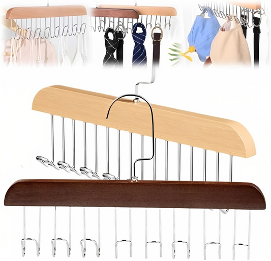 MULTI PURPOSE 8 HOOK WOODEN HANGERS